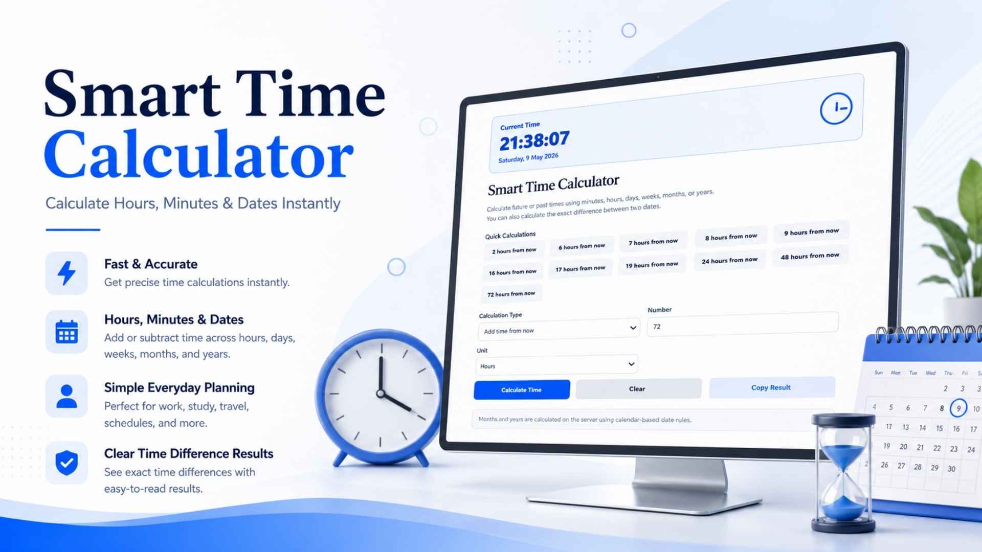 Smart Time Calculator | Calculate Hours, Minutes & Dates